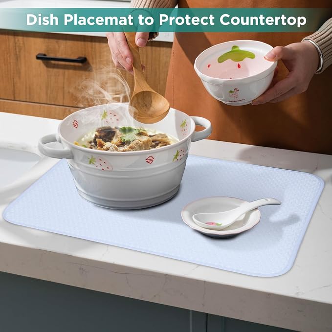 GeeRic 12 * 16 inch Microfiber Dish Drying Mat, Superb Absorbent Kitchen Dish - Image 6