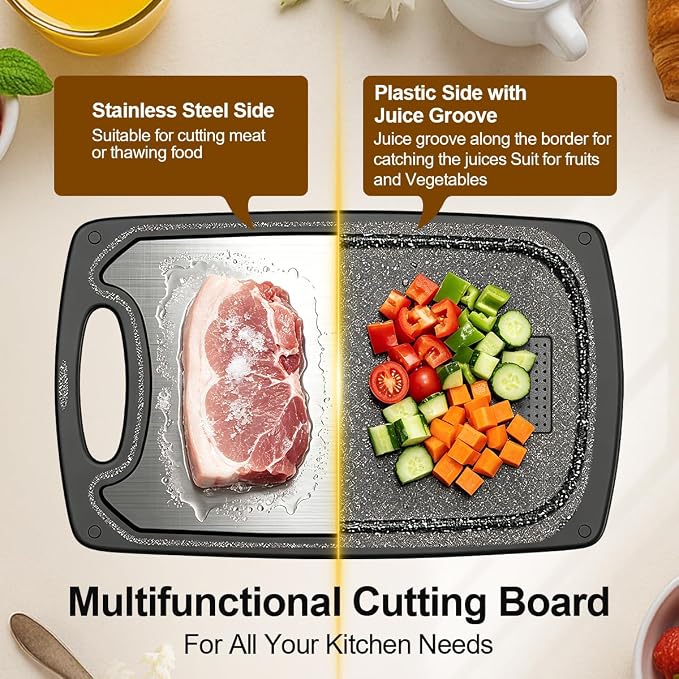 Viretang Metal Cutting Boards for Kitchen, Functional Large Black Plastic - Image 6