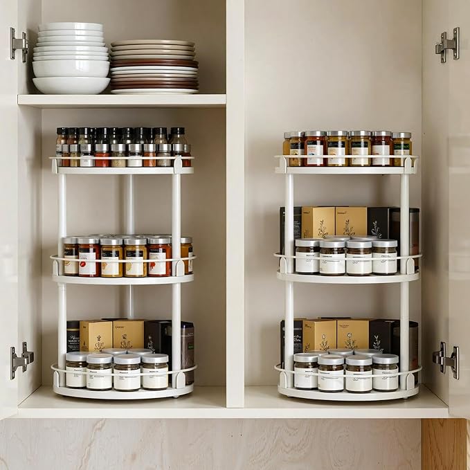 YATINEY Lazy Susan Organizer, Rotating Spice Rack, 3 Tier Spice Turntable - Image 2
