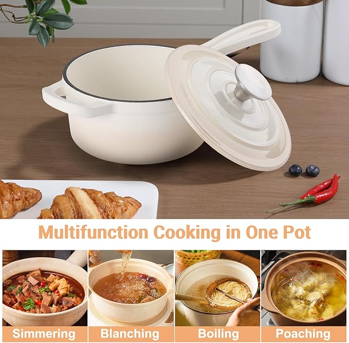 Enameled Cast Iron Sauce Pan, 1 Quart Enameled Saucepan - Image 6