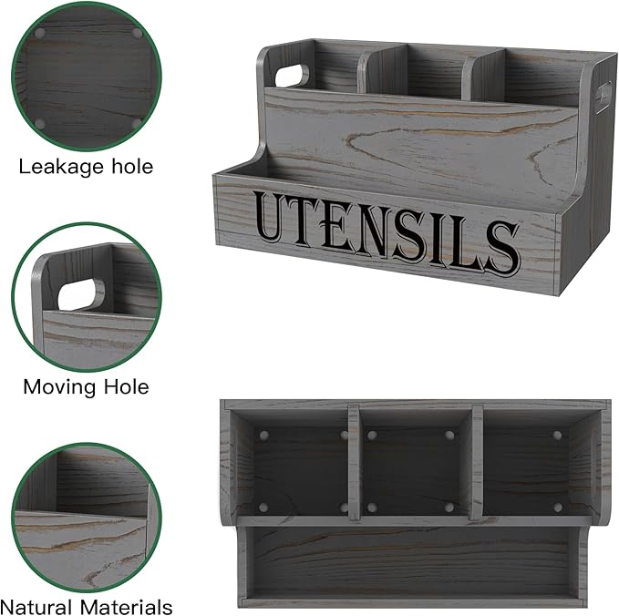 Suli Kitchen Utensils Holder, Wooden Utensil Organizer - Image 4