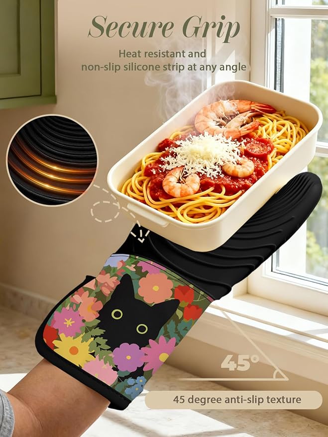 Slohif Long Silicone Oven Mitts Heat Resistant - Image 3