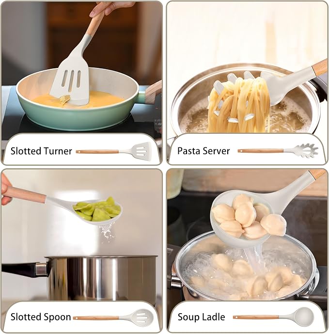 P&P CHEF Silicone Cooking Utensils Set, 8-Piece Kitchen Cooking Utensil - Image 4