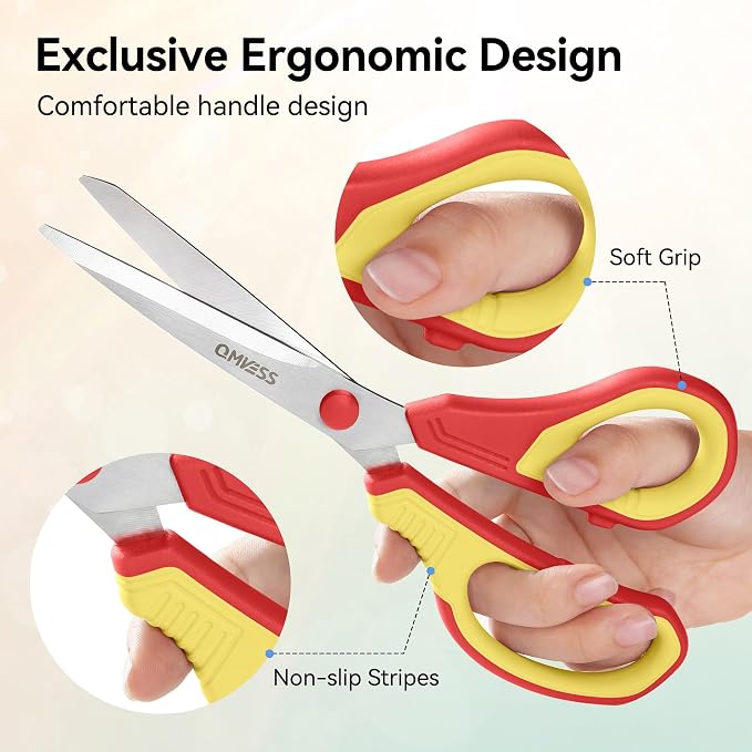 QMVESS 8.5" Scissors All Purpose 3 Pack, Ultra Sharp 2.5mm Thick Blade Scissors - Image 4