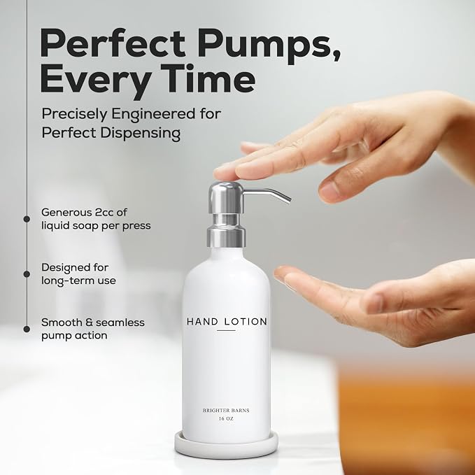 White Glass Lotion Dispenser - Image 4