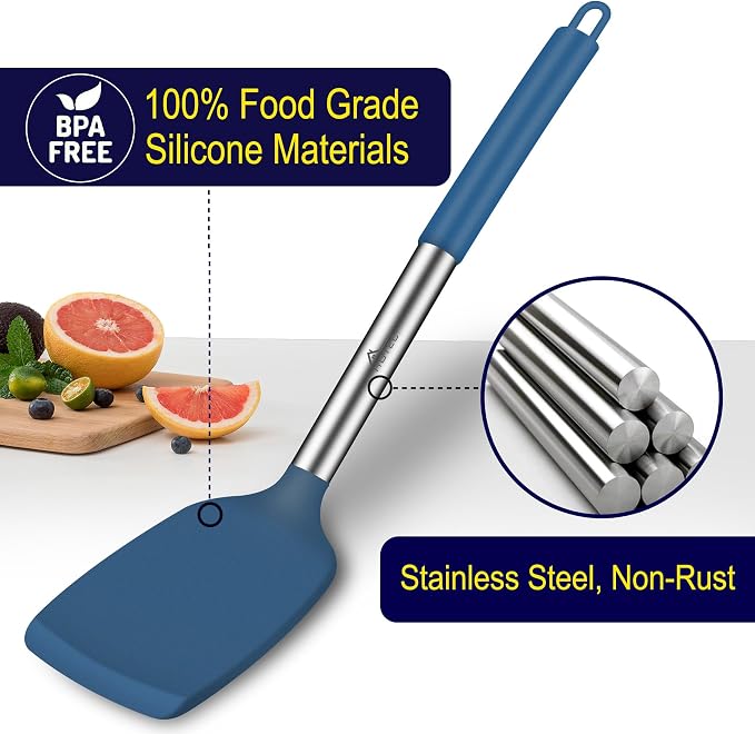 HOTEC Silicone Spatula Set of 2 Heat-Resistant 600°F & BPA-Free Kitchen - Image 3