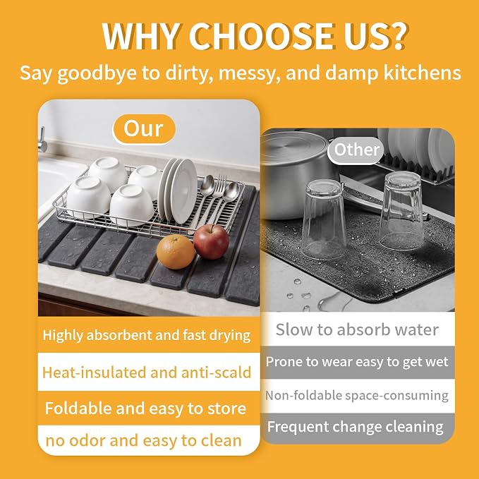 Stone Dish Drying Mat for Kitchen Counter - Image 4