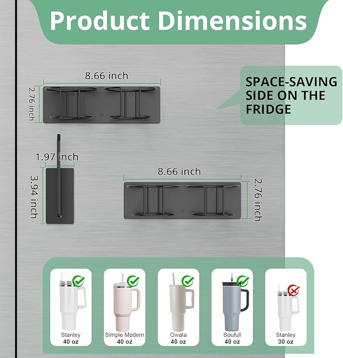 Magnetic Stanley Cup Holder for Refrigerator, Water Bottle Organizer for - Image 5
