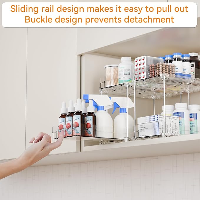 Yieach 2 Tier Pull Out Cabinet Organizer and Medicine Cabinet Storage - Image 6