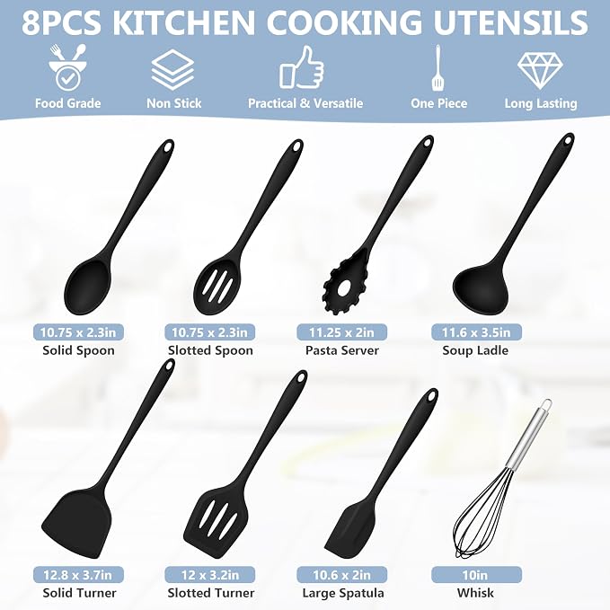 TeamFar 8 PCS Silicone Cooking Utensils - Image 2