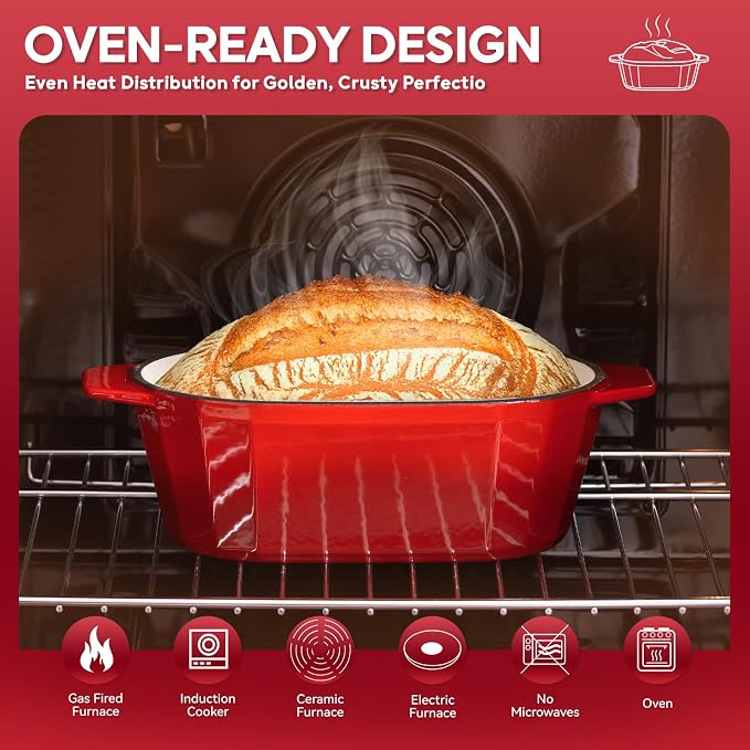 Enameled Cast Iron Sourdough Bread Oven – 3.3QT Dutch Oven - Image 3