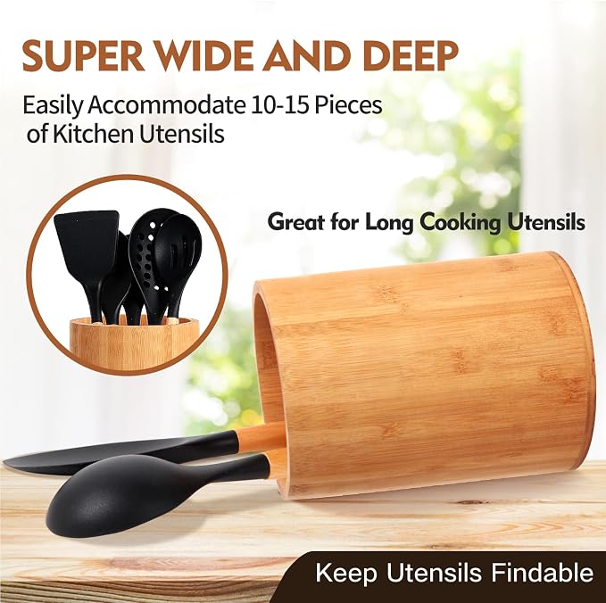Bamboo Utensil Holder, Large Utensil Holders - Image 4