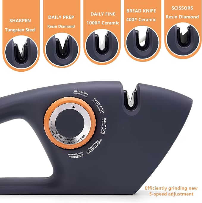 5 in 1 Versatile Manual Knife Sharpener, 5 Stages Knife Sharpeners Professional - Image 4