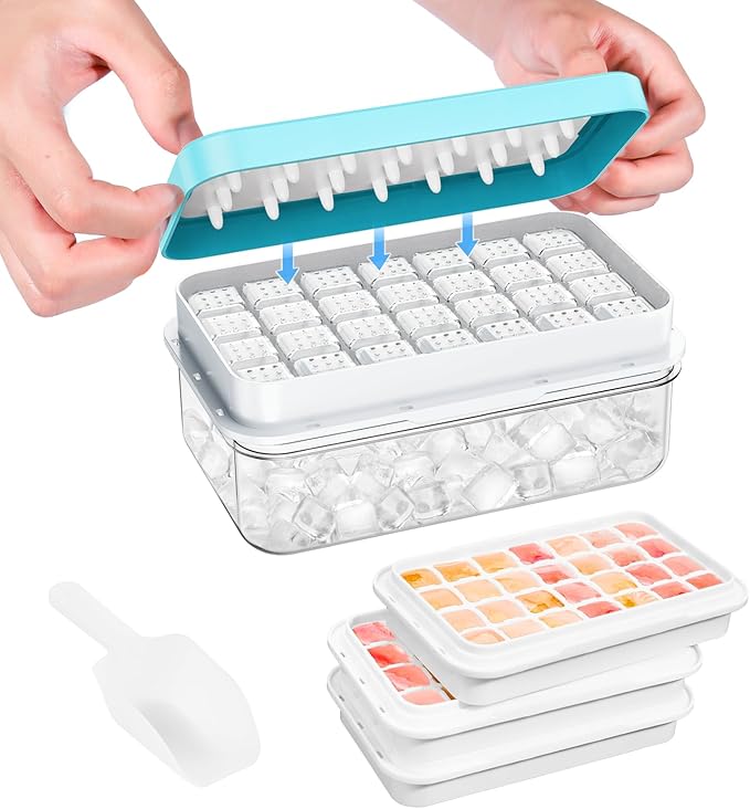 Ice Cube Tray with Lid and Bin, PHINOX 84 pcs Ice Trays by PHINOX