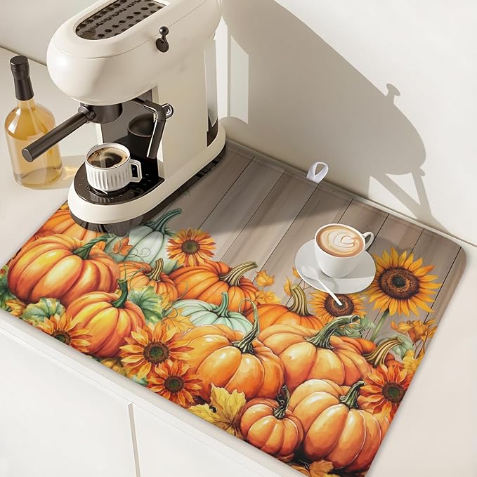 Fall Orang Pumpkin Dish Drying Mat - Image 7
