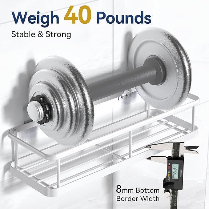 YASONIC Shower Caddy Adhesive, No Drill Bathroom Shower Organizers, - Image 3