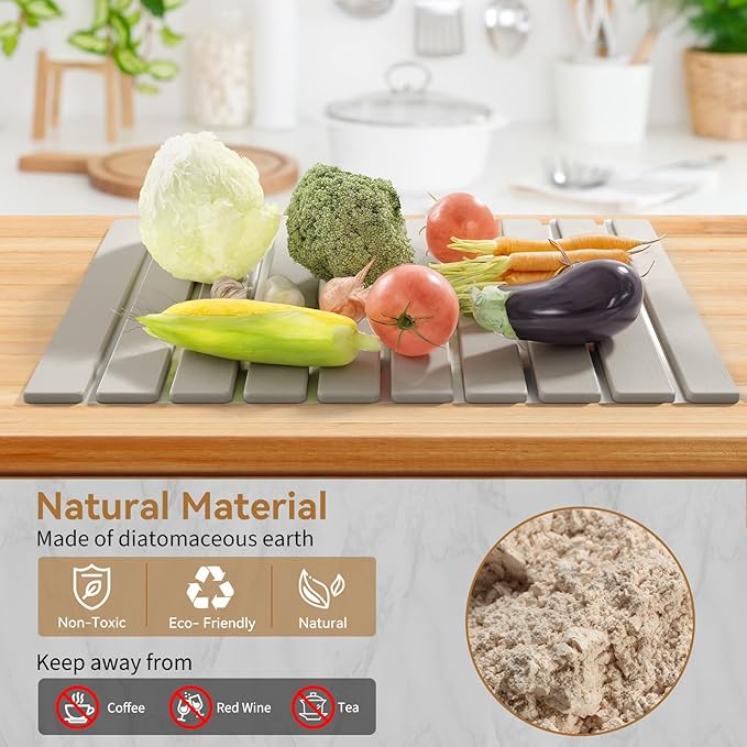Stone Dish Drying Mats for Kitchen Counter-23.6''x15.3'' Foldable Quick Dry - Image 5