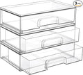 Vtopmart 12.1''W Clear Stackable Storage Drawers, 3 Pack Acrylic Plastic by Vtopmart