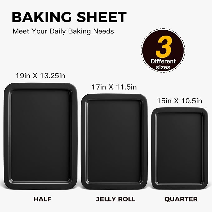 HONGBAKE XL Large Baking Sheet Set-19x13.25 in, Large Cookie Sheet Pan - Image 3