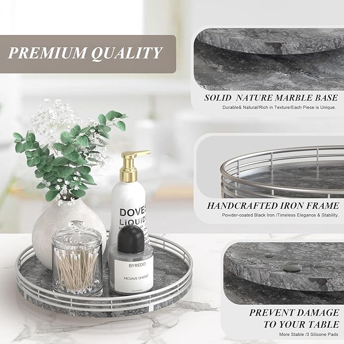 Gray Marble Lazy Susan Turntable - Image 5