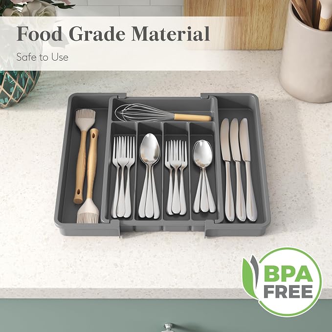 Lifewit Silverware Drawer Organizer, Expandable Utensil Tray - Image 6