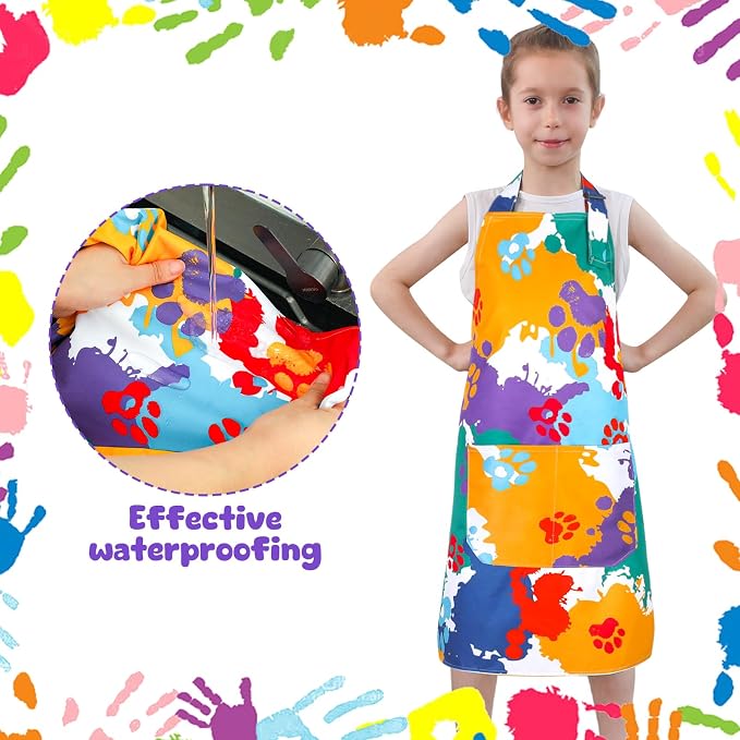 2 Pack Kids Apron, Cute Cooking Aprons, Waterproof Art Apron - Image 4