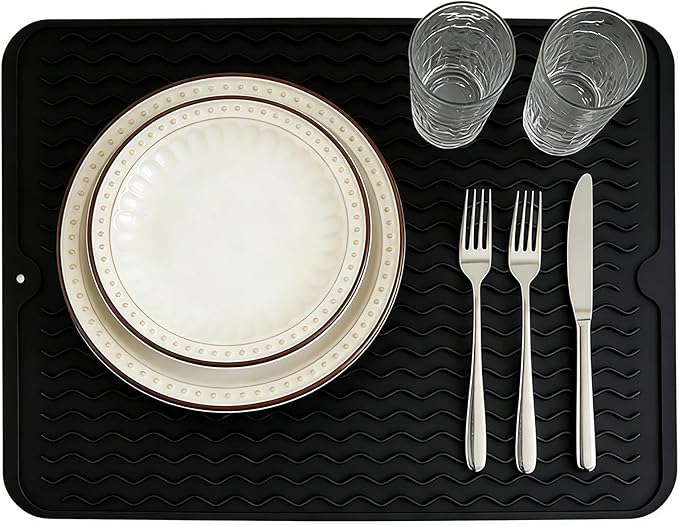 Silicone Dish Drying Mat for Kitchen Counter Eco-Friendly Fast Dry Dish Mat by LKYLIVE