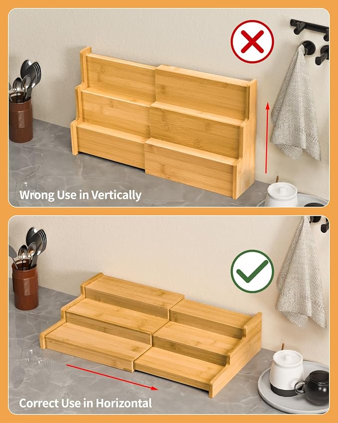 VenDotbi Spice Rack, 3-Tier Expandable Bamboo Spice Rack Organizer - Image 5