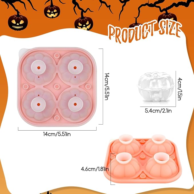 Orange 3D Pumpkin Ice Cube Tray - Image 3