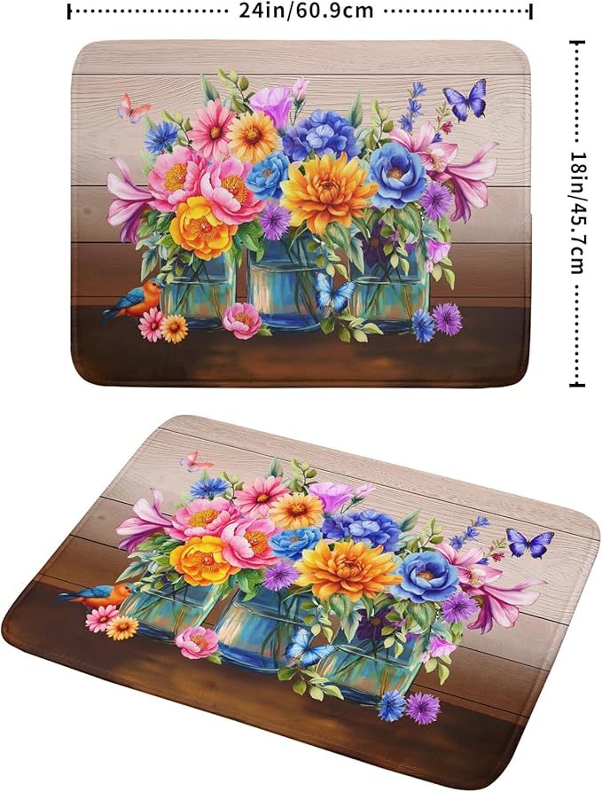 Spring Summer Flowers Dish Drying Mat - Image 2