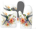 Oven Mitts and Pot Holders Watercolor Hummingbird Flower Silicone Kitchen by DADABULIU