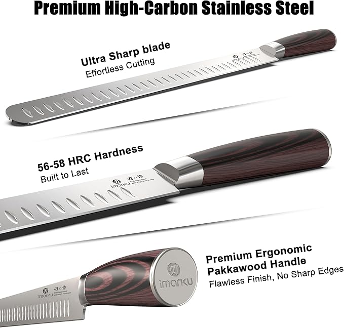 imarku Brisket Knife, 12 Inch Ultra Sharp Carving Slicing Knife - Image 5