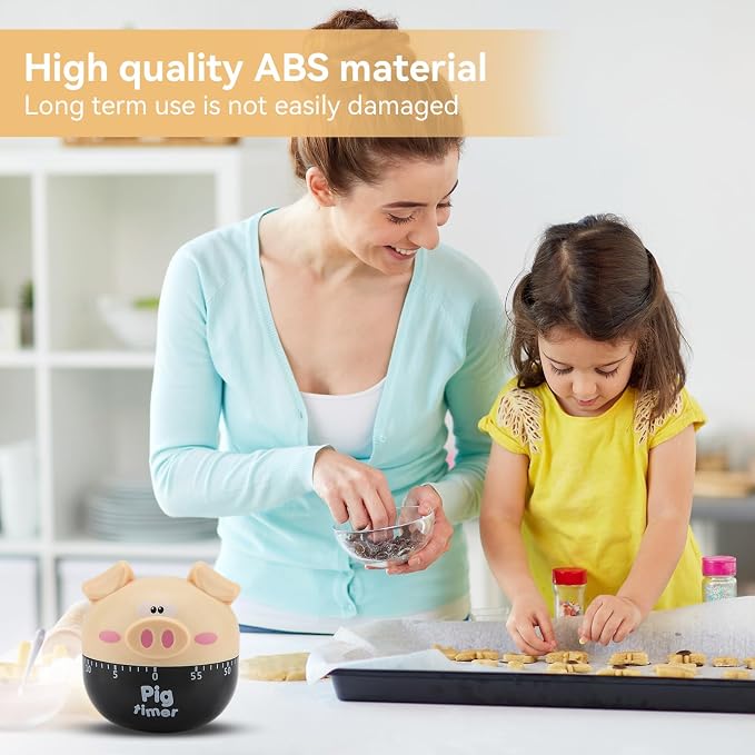 Cute Kitchen Timer, Piggy Wind up Timer Cooking Manual Kitchen Funny Mechanical - Image 4