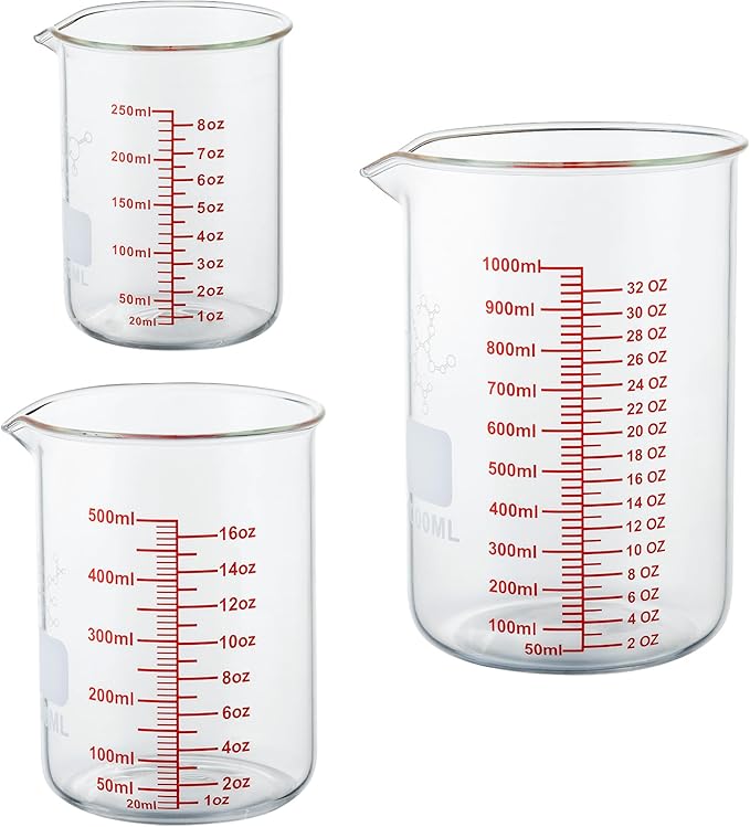 High Borosilicate Glass Measuring Cup Set-V-Shaped Spout，Includes 250ml by AckersBORO33