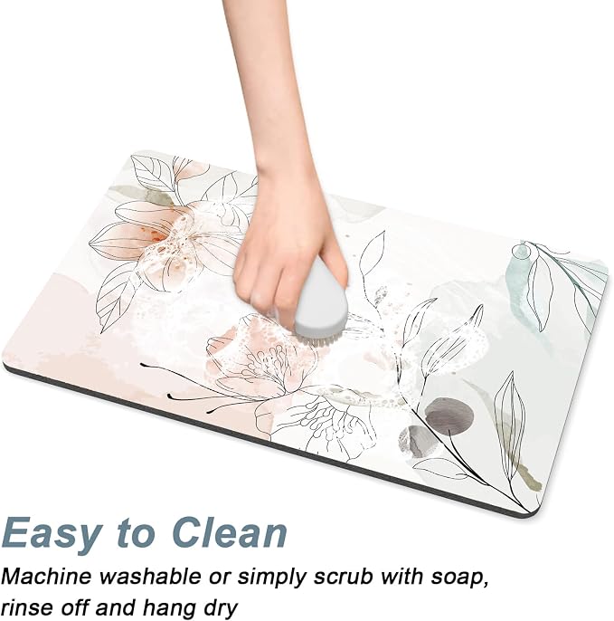Rnivvi Coffee Mat, Hide Stain Rubber Backed Absorbent Dish Drying Pad - Image 5