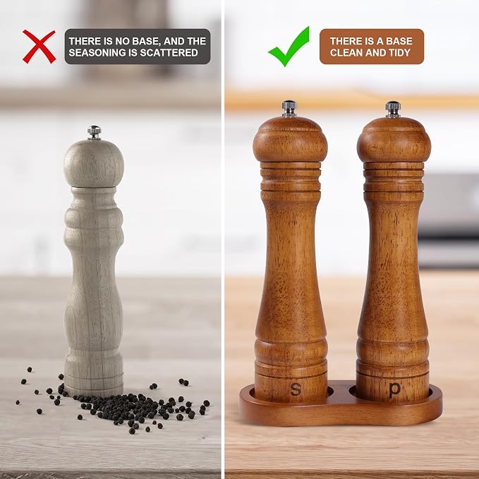 DEBETOOL Wooden Salt and Pepper Grinder Set - Image 5
