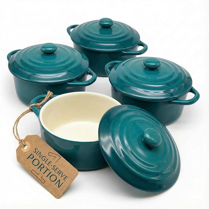 Kook Ceramic Mini Cocotte Set, Small Casserole Dishes by Kook