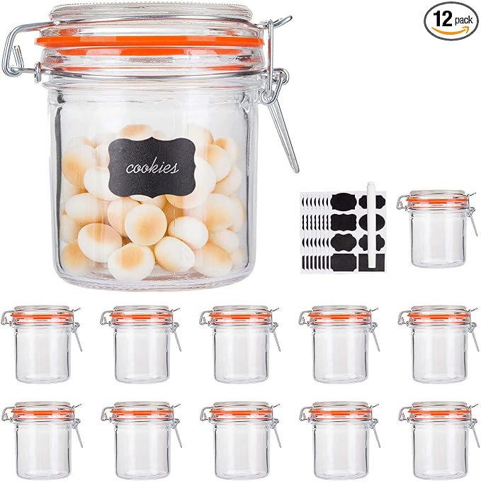 Glass Jars With Airtight Lids, Mason Jars 8 oz, Glass Jar With Leak Proof by Encheng