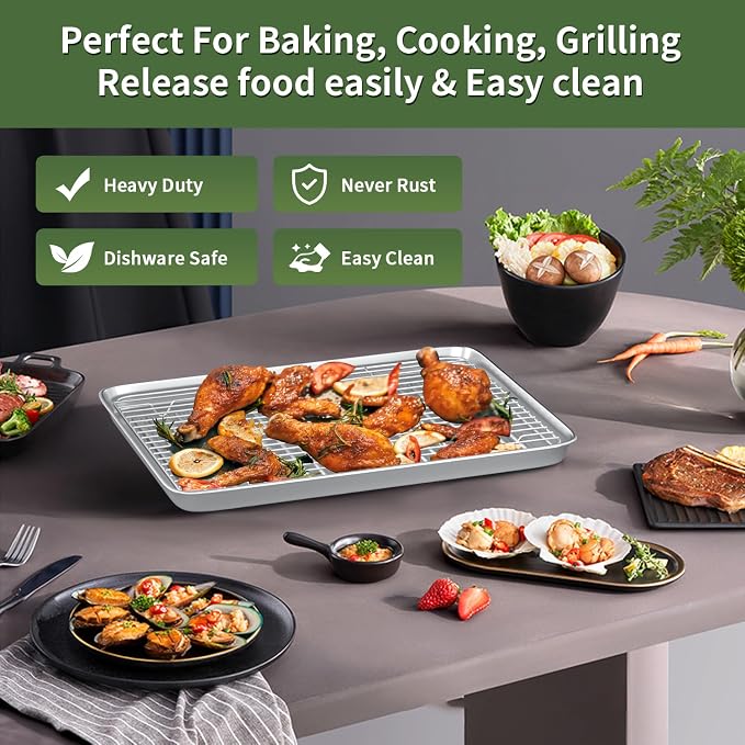 Baking Sheet with Wire Rack Set: 3 Baking Pans + 3 Cooling Racks - Image 7