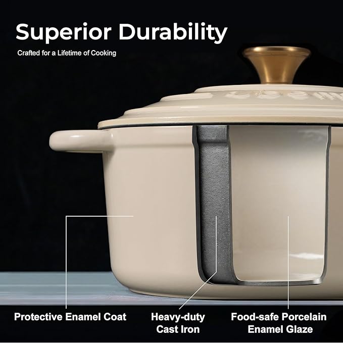 Parmedu 5.5QT Enameled Cast Iron Dutch Oven - Image 2