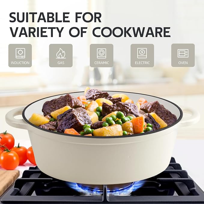5.5 Quart Oval Enameled Cast Iron Dutch Oven Pot - Image 6