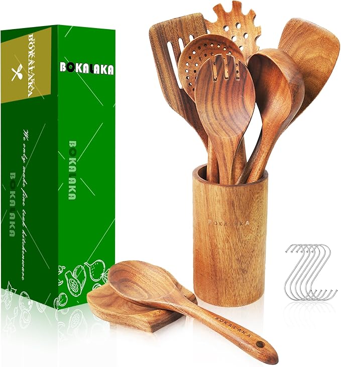 Teak Wooden Spoons for Cooking by BOKALAKA