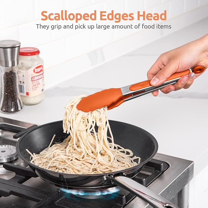 600ºF Heat Resistant Kitchen Tongs: U-Taste 9 inch Silicone Cooking Tong - Image 4