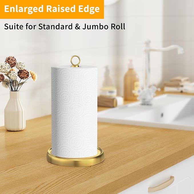 Gold Paper Towel Holder Countertop, Stainless Steel, Weighted Base, Paper Towel - Image 6