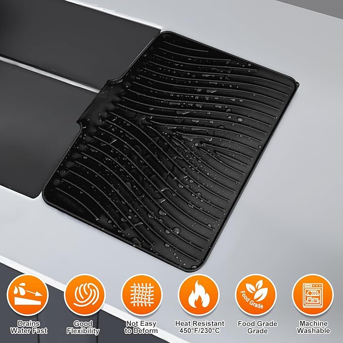 Silicone Dish Drying Mat for Kitchen Counter, Dish Drying Pad, Non-Slip Drain - Image 5