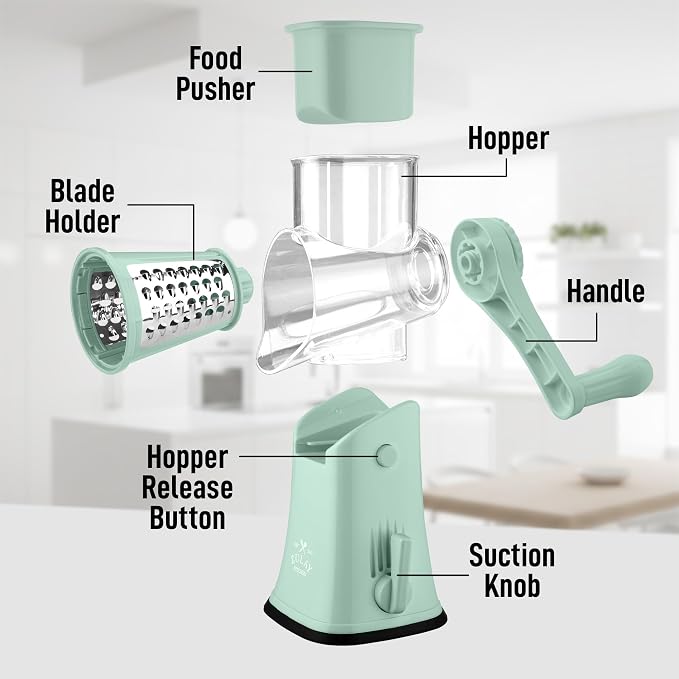 Zulay Kitchen Rotary Cheese Grater 5 Blade Cheese Shredder - Image 8