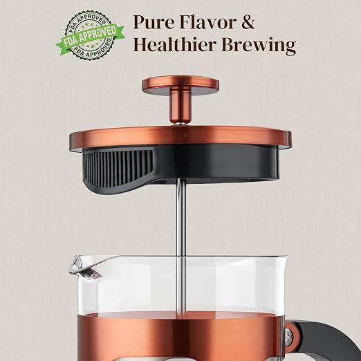 Veken French Press Coffee Maker 21oz 0.6 L, Single Serve Small Pot, Heat - Image 2