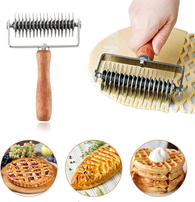 Stainless Steel Dough Lattice Top Cookie Pie Pizza Bread Pastry Crust Roller by miattcld+of+brand+