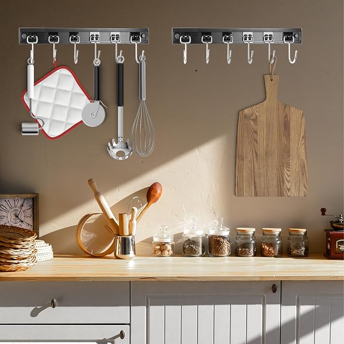 Cociat 2pcs Utensil Racks with 6 Hooks 11 Inch Mug Holder Under Cabinet Kitchen - Image 7