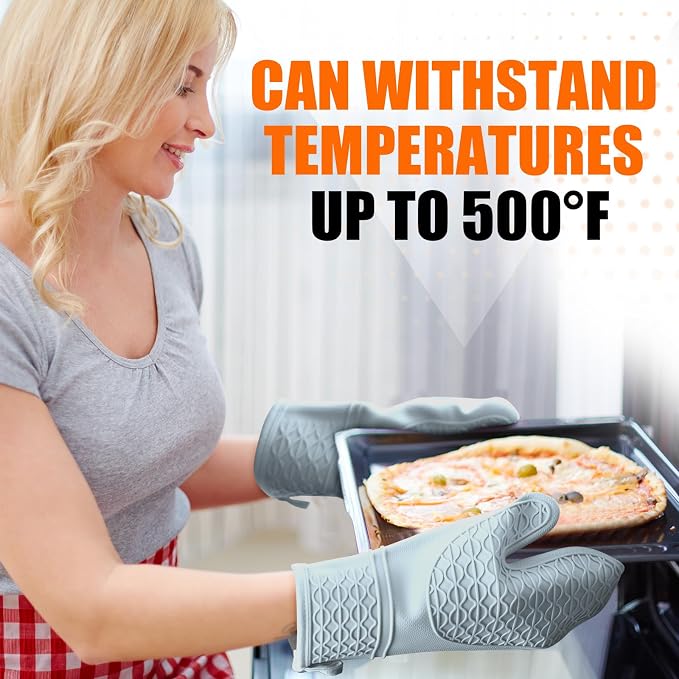 Silicone Oven Mitts, Heat Resistant 2PCS Oven Mitts - Image 7